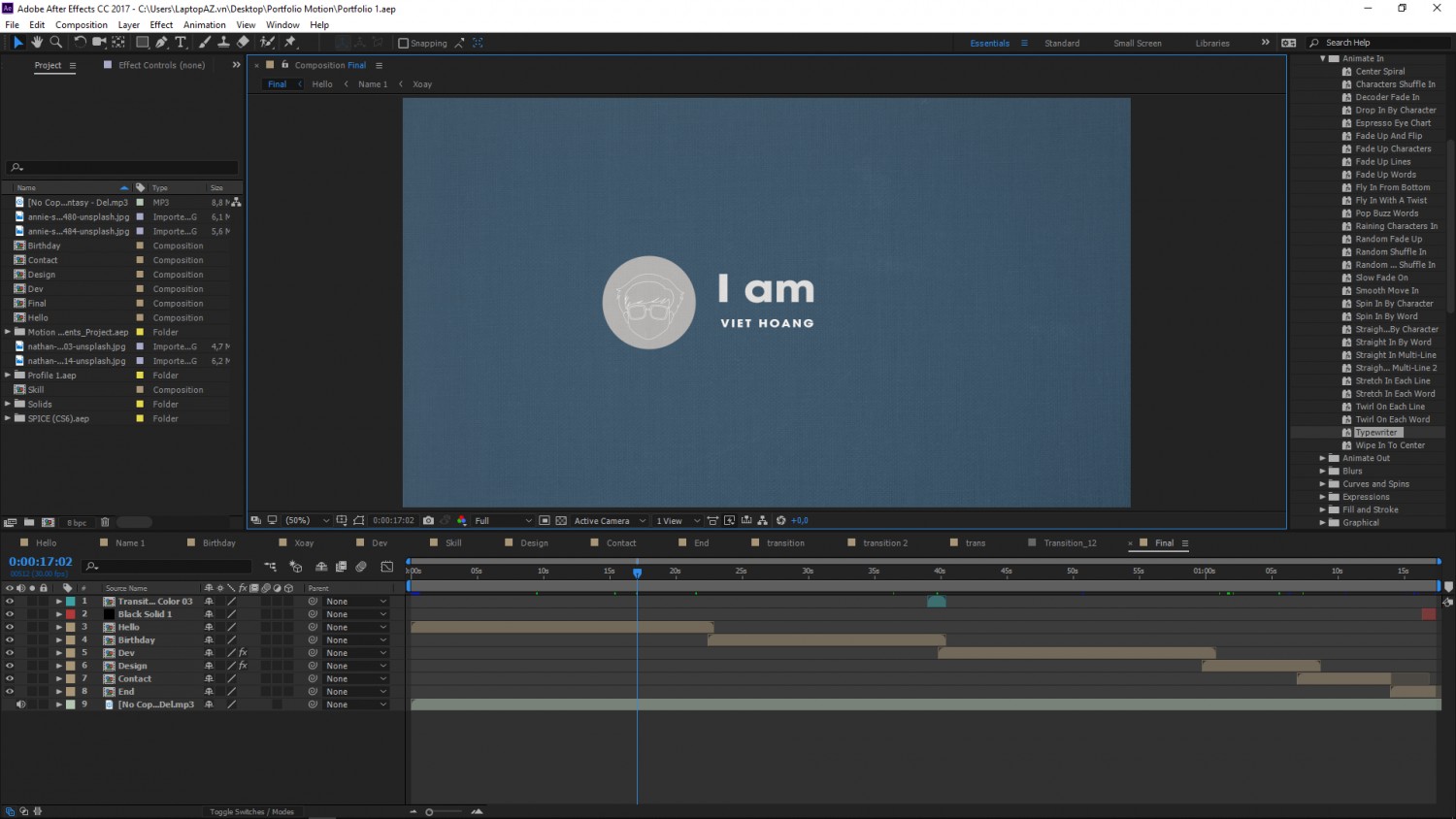 Bài tập cuối kì - CV motion Graphics