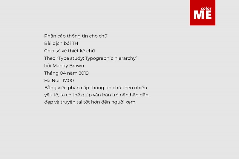 Typography cơ bản · phân cấp thông tin cho chữ