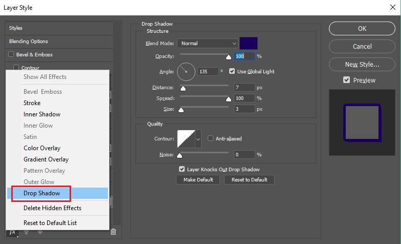 Tạo đổ bóng chữ với hai kiểu đơn giản trong Photoshop