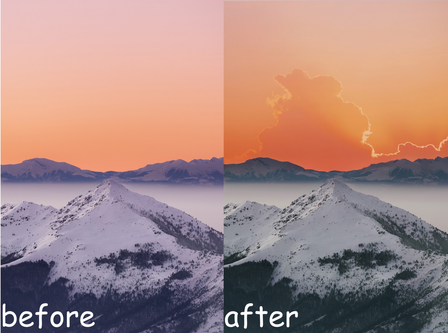 Mountain with sunset