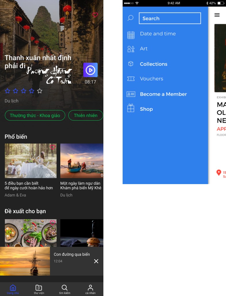 Navigation bar for android, tabbar for Video app