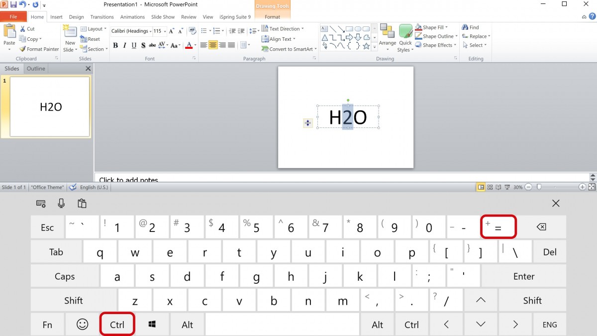 3 cách viết chỉ số dưới trong Powerpoint 2010 tốn chưa đầy 5 giây