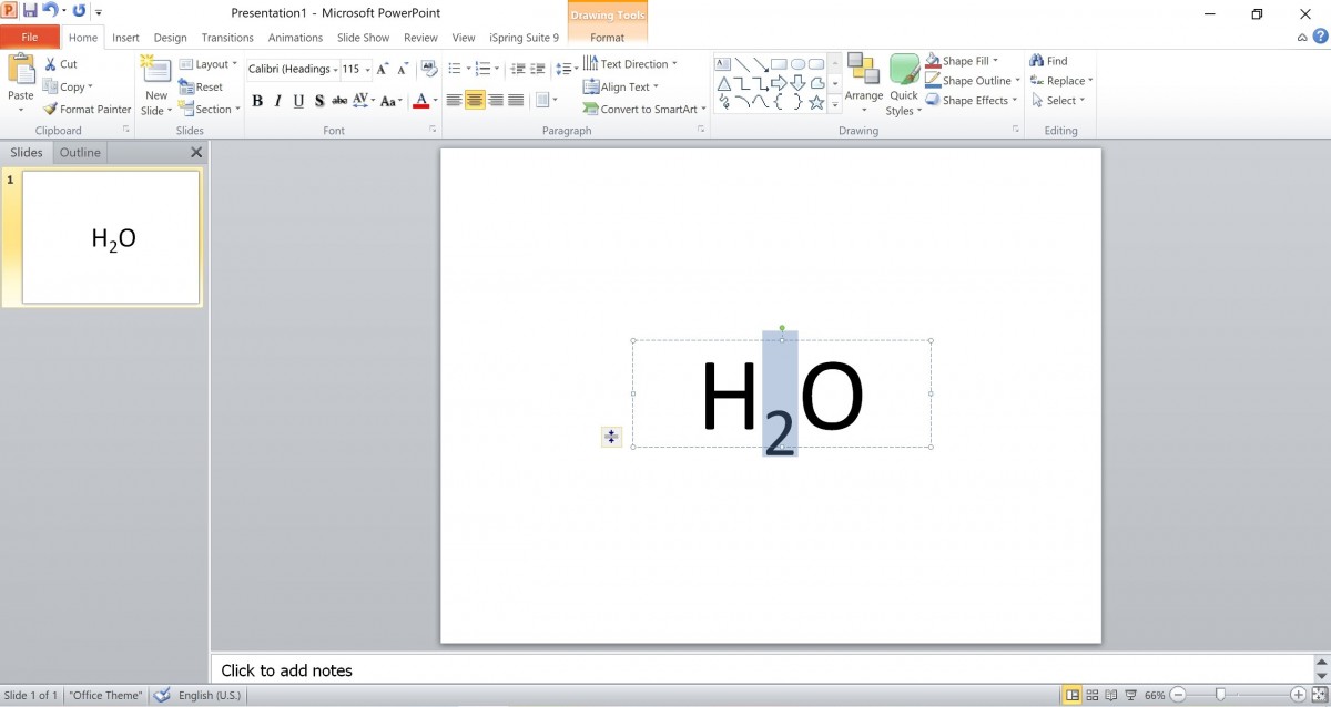 3 cách viết chỉ số dưới trong Powerpoint 2010 tốn chưa đầy 5 giây