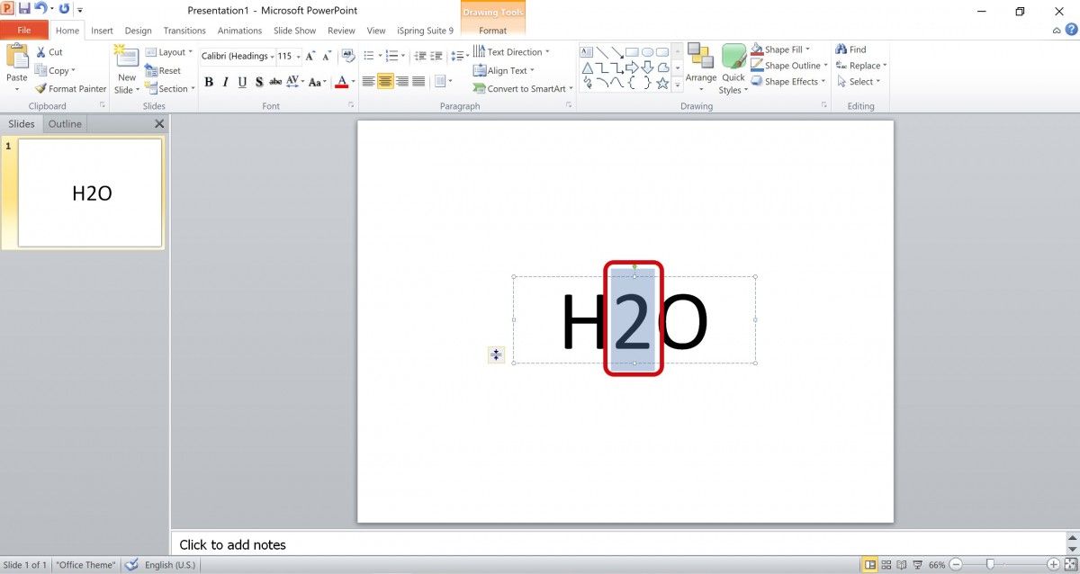 3 cách viết chỉ số dưới trong Powerpoint 2010 tốn chưa đầy 5 giây