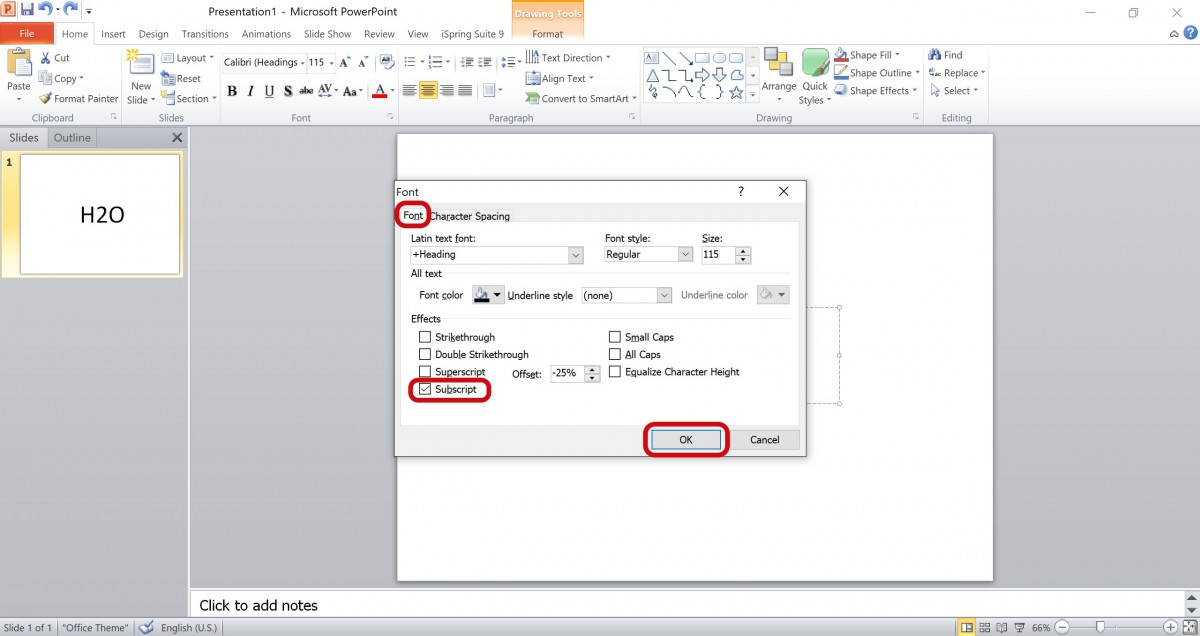 3 cách viết chỉ số dưới trong Powerpoint 2010 tốn chưa đầy 5 giây