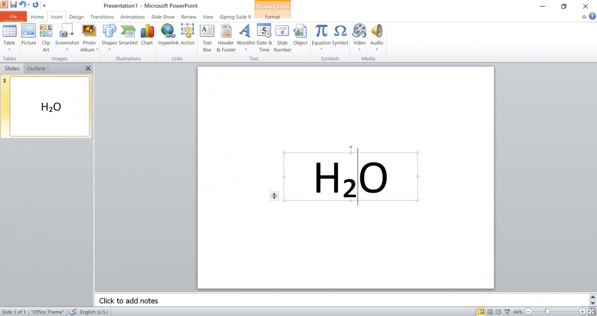 3 cách viết chỉ số dưới trong Powerpoint 2010 tốn chưa đầy 5 giây