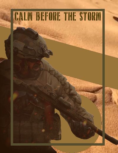 Military operator during sandstorm battlefield